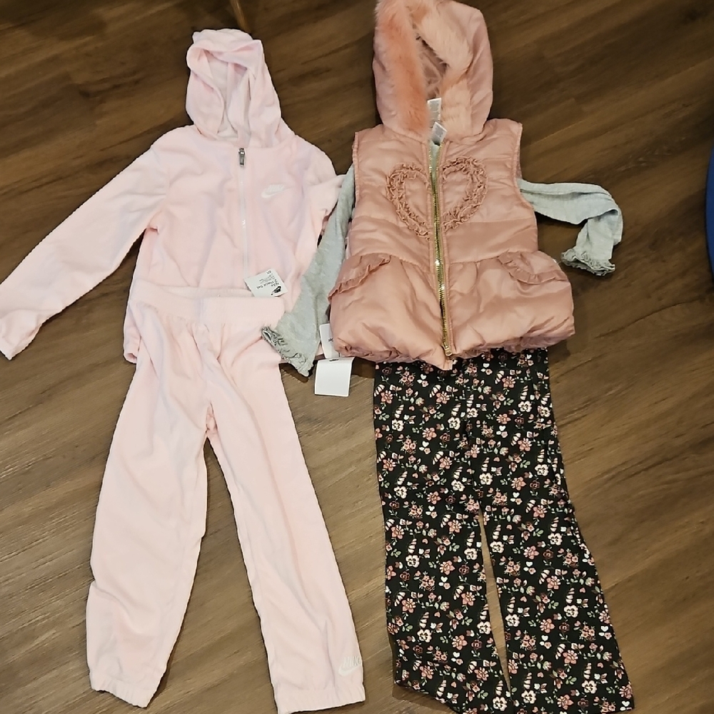Pink Hoodie and Floral Outfit Set